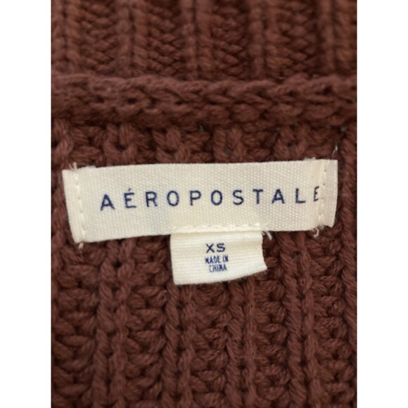 Aeropostale Brown Sweater Jr XS Cold Shoulder Long Sleeve Rust Academia Neutral - Picture 5 of 6